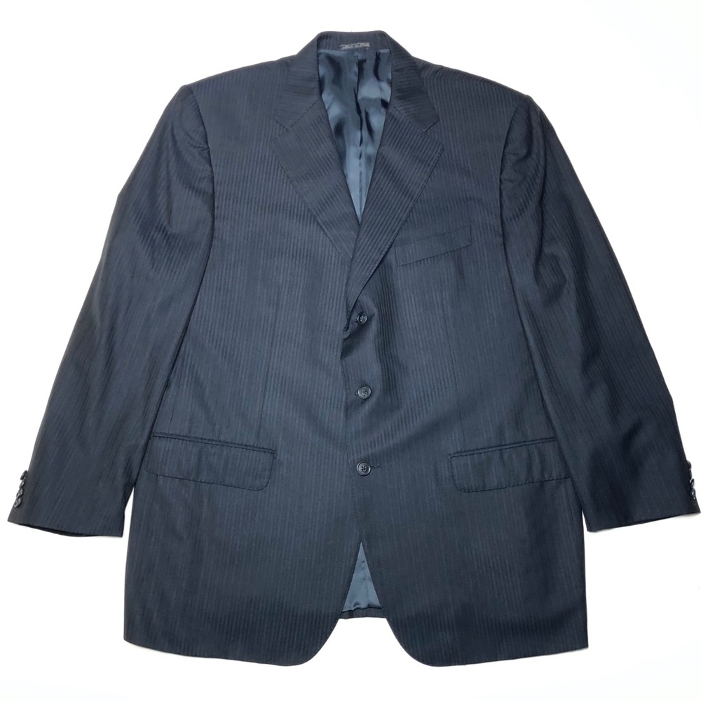 Corneliani Super 150 Wool Silk Stripe Navy Blazer